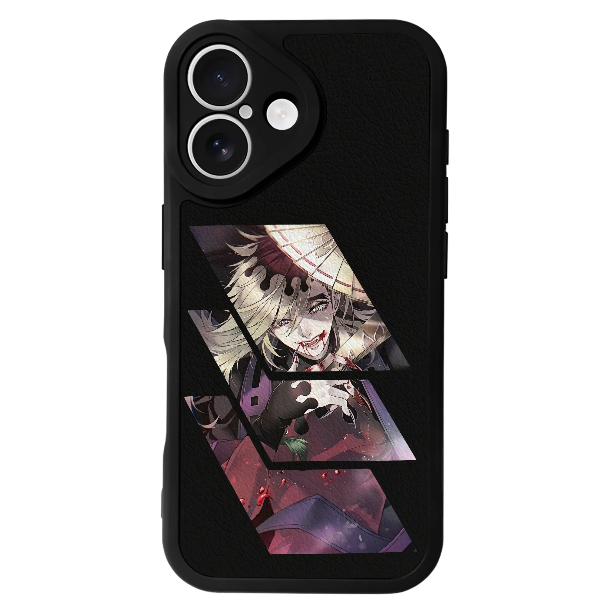 鬼滅の刃 グッズ,童磨 - IPhone 16シリーズ対応 ・ シリコンスマホケース ・ レザー調 ・ 高精度フィット ・ 耐衝撃 ・ ワイヤレス充電対応 ・ 精密カット